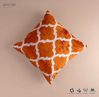 Silk Velvet Ikat Cushion – Off White/Amber