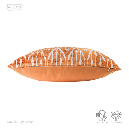 Luxury handmade ikat velvet pillow cover Off White & Cinnamon