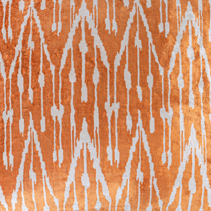 Luxury handmade ikat velvet pillow cover Off White & Cinnamon