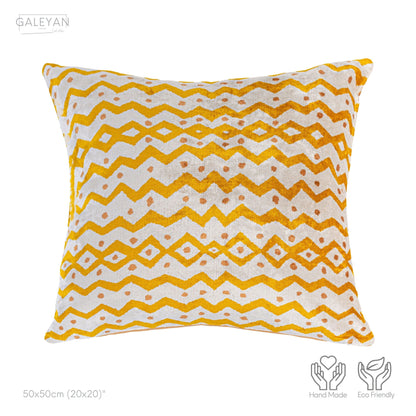 Luxury handmade ikat velvet pillow cover Off White & Cinnamon