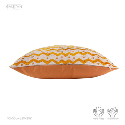 Luxury handmade ikat velvet pillow cover Off White & Cinnamon