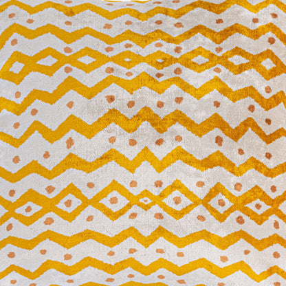Luxury handmade ikat velvet pillow cover Off White & Cinnamon