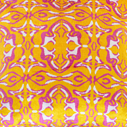 Luxury handmade ikat velvet pillow cover Yellow & Pink & White