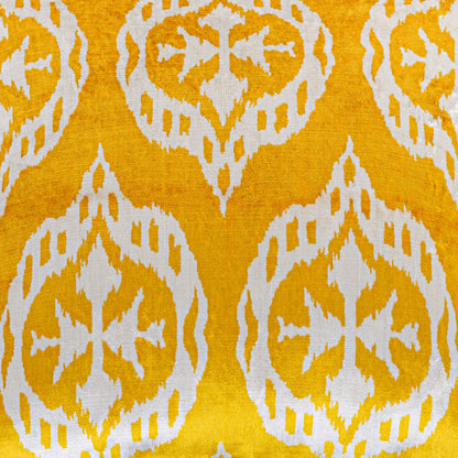 Luxury handmade ikat velvet pillow cover Yellow & White