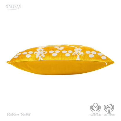 Luxury handmade ikat velvet pillow cover Yellow & White