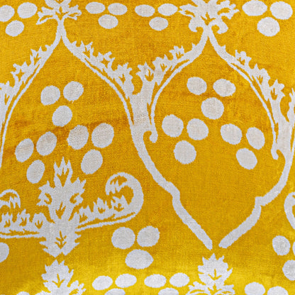 Luxury handmade ikat velvet pillow cover Yellow & White