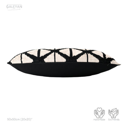 Luxury handmade ikat velvet pillow cover Black & White
