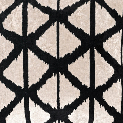 Luxury handmade ikat velvet pillow cover Black & White