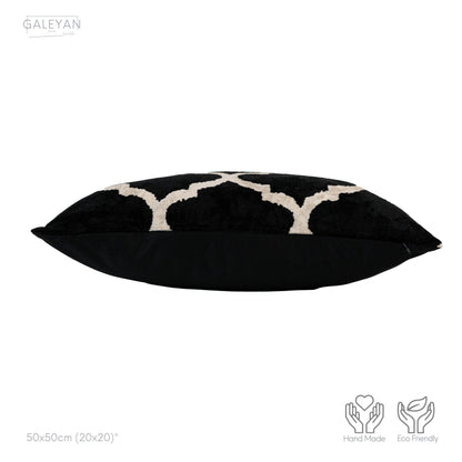 Luxury handmade ikat velvet pillow cover Black & White