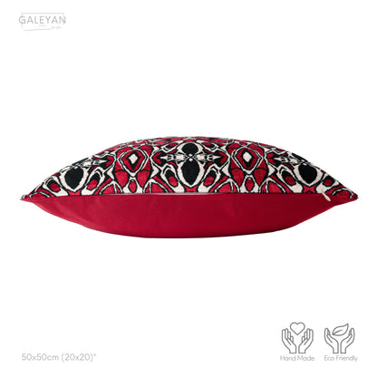 Luxury handmade ikat velvet pillow cover Black & White & Red