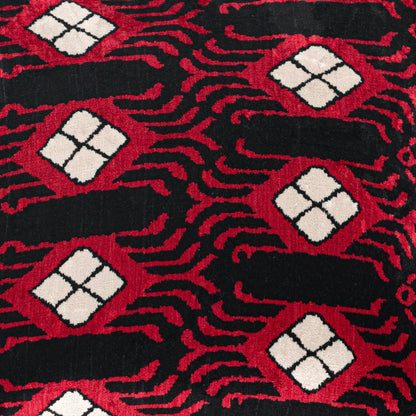 Luxury handmade ikat velvet pillow cover Black & White & Red