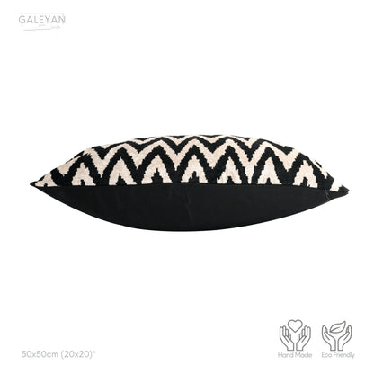 Luxury handmade ikat velvet pillow cover Black & White