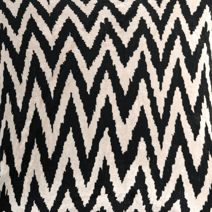Luxury handmade ikat velvet pillow cover Black & White