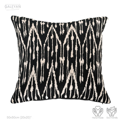 Luxury handmade ikat velvet pillow cover White & Black