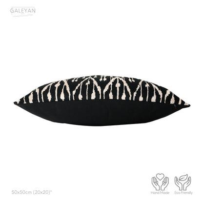 Luxury handmade ikat velvet pillow cover White & Black