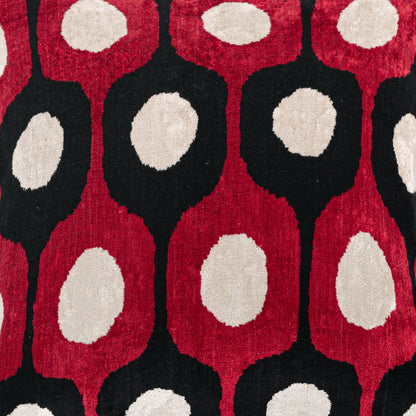 Luxury handmade ikat velvet pillow cover White & Black & Red