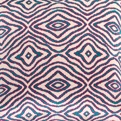 Luxury handmade ikat velvet pillow cover Turquoise Blue & Red & White
