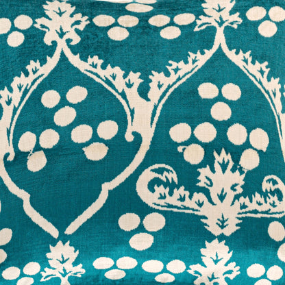 Luxury handmade ikat velvet pillow cover Turquoise Blue & White