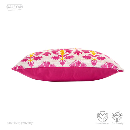 Luxury handmade ikat velvet pillow cover Pink & Orange & White