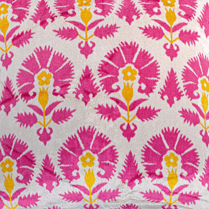 Luxury handmade ikat velvet pillow cover Pink & Orange & White