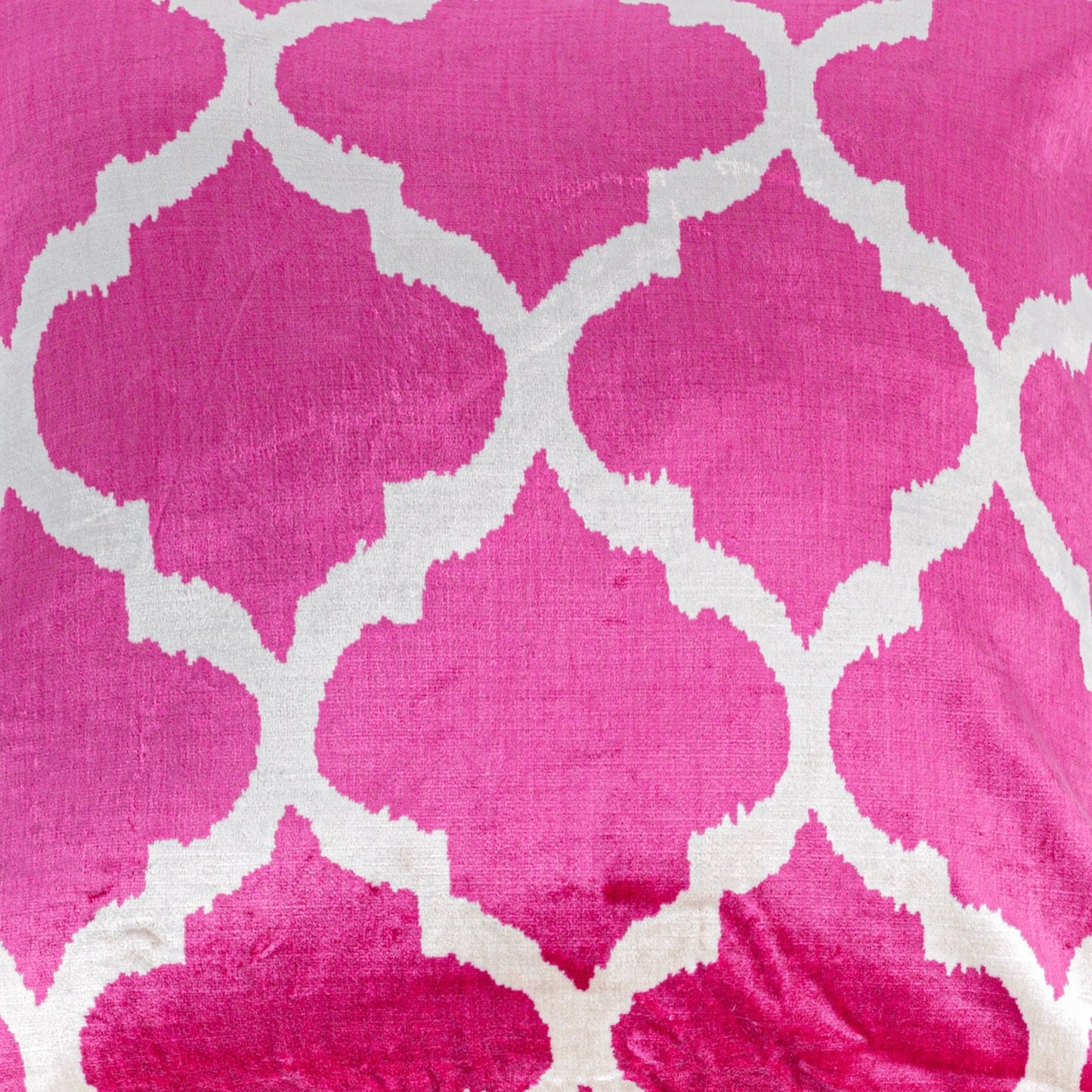 Luxury handmade ikat velvet pillow cover Pink & White