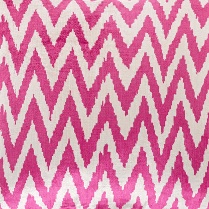 Luxury handmade ikat velvet pillow cover Pink & White