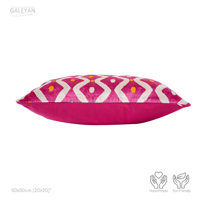 Luxury handmade ikat velvet pillow cover Pink & Orange & White