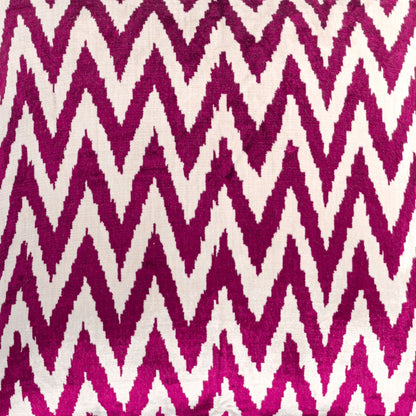 Luxury handmade ikat velvet pillow cover Fuchsia & White