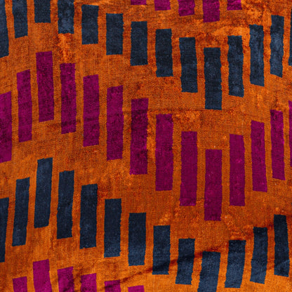 Luxury handmade ikat velvet pillow cover Fuchsia & Orange & Navy