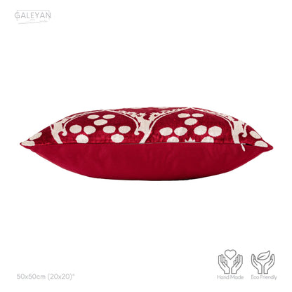 Luxury handmade ikat velvet pillow cover Red & White