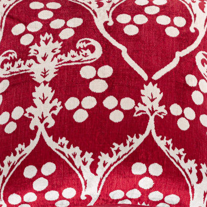 Luxury handmade ikat velvet pillow cover Red & White