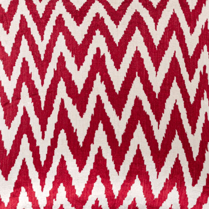 Luxury handmade ikat velvet pillow cover Red & White