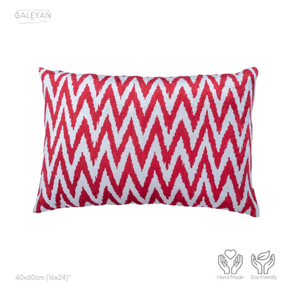 Luxury handmade ikat velvet pillow cover Red & White