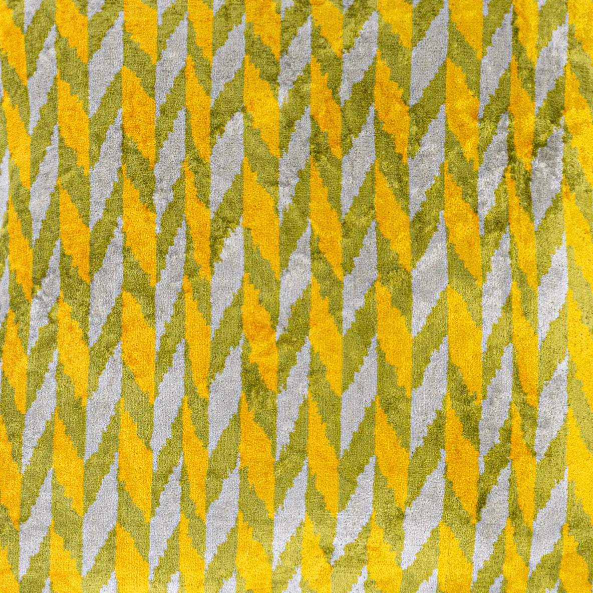 Luxury handmade ikat velvet pillow cover White & Green & Orange
