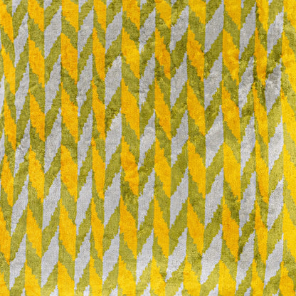 Luxury handmade ikat velvet pillow cover White & Green & Orange