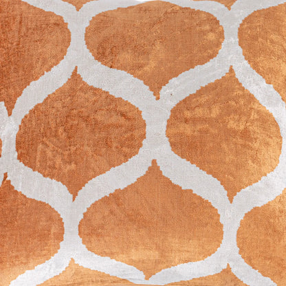 Luxury handmade ikat velvet pillow cover Off White & Cinnamon